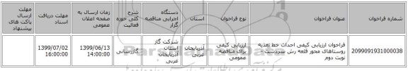 فراخوان ارزیابی کیفی  احداث خط تغذیه روستاهای محور قلعه رش سردشت -نوبت دوم