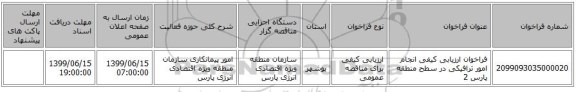 فراخوان ارزیابی کیفی انجام امور ترافیکی در سطح منطقه پارس 2  