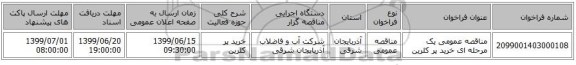 مناقصه عمومی یک مرحله ای خرید پر کلرین