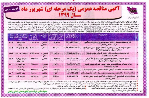 مناقصه ,مناقصه اجرای عملیات بهسازی خاکبرداری و خاکریزی...- نوبت دوم 