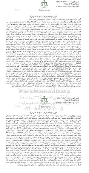 مزایده مزایده 46 حبه و 67 صدم مشاع از 72 حبه پلاک بخش 12 