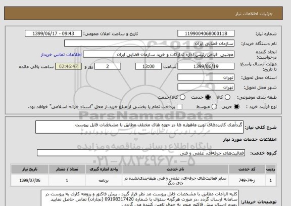 استعلام گردآوری کاربردهای نوین ماهواره ها در حوزه های مختلف مطابق با مشخصات فایل پیوست