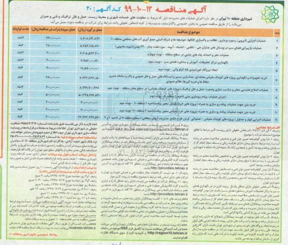 مناقصه ، مناقصه عملیات اجرایی لایروبی، رسوب برداری، نظافت و پاکسازی کانالها ...