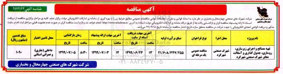 مناقصه , مناقصه تهیه مصالح و اجرای زیرسازی....