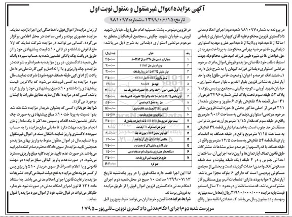 مزایده , مزایده یخچال 