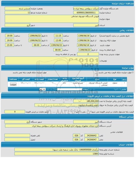 مزایده, مزایده فروش 3 دستگاه خودروی تصادفی