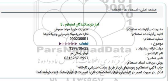استعلام    قطعات  