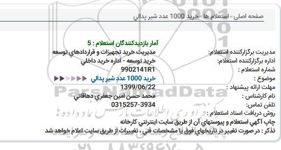 استعلام خرید 1000 عدد شیر پدالی  