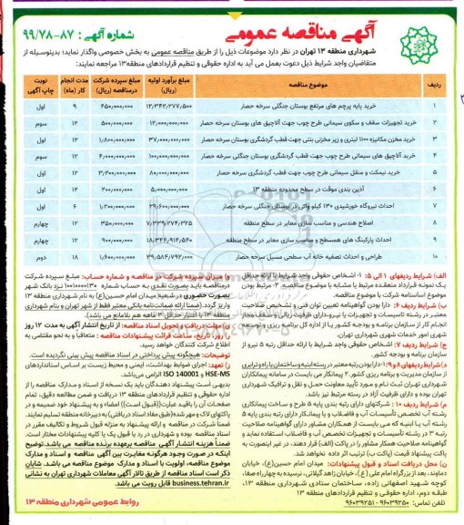 آگهی مناقصه عمومی ,مناقصه خرید پایه پرچم های مرتفع بوستان