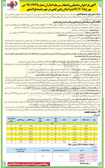 فراخوان ، فراخوان شناسایی و انتخاب سرمایه گذاران 