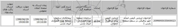 فراخوان ارزیابی کیفی انجام امور ترافیکی در سطح منطقه پارس 1   