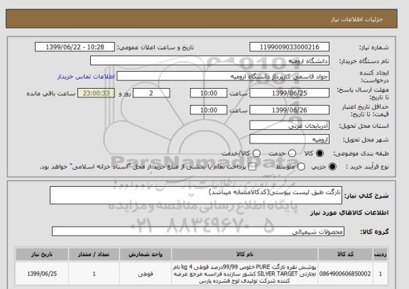 استعلام تارگت طبق لیست پیوستی(کدکالامشابه میباشد)