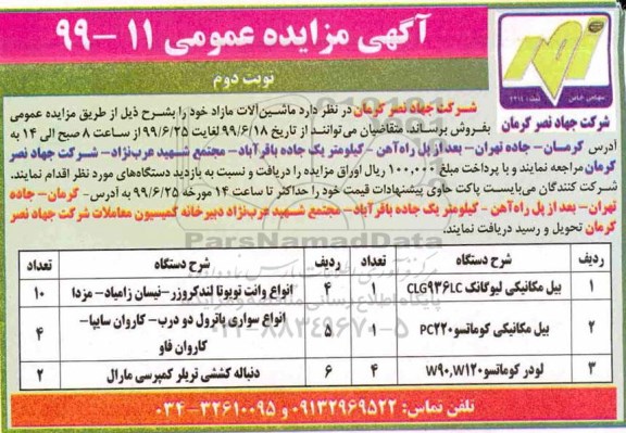 آگهی مزایده عمومی , مزایده فروش ماشین آلات مازاد - نوبت دوم