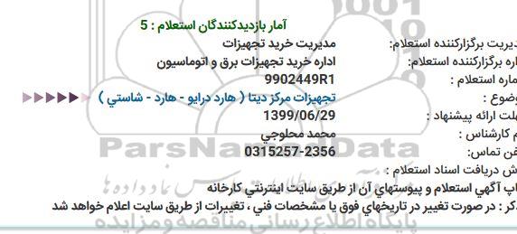 استعلام تجهیزات مرکز دیتا 