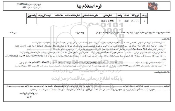 استعلام, استعلام سنگ منگنز 