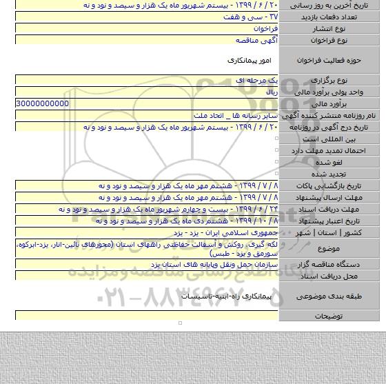 لکه گیری، روکش و آسفالت حفاظتی راههای استان (محورهای نائین-انار، یزد-ابرکوه، سورمق و یزد - طبس)