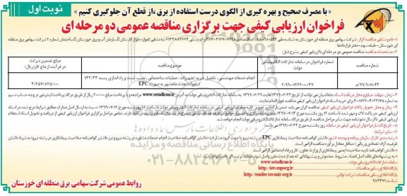 فراخوان مناقصه  انجام خدمات مهندسی ،تکمیل خرید تجهیزات، عملیات ساختمانی، نصب، تست و راه اندزی 