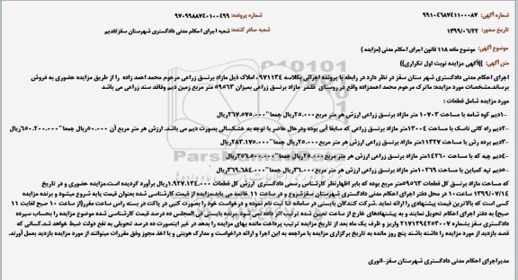 مزایده مزایده فروش املاک مازاد زراعی