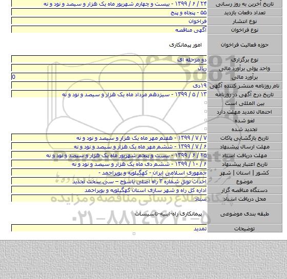 احداث تونل شماره ۳ راه اصلی یاسوج – سی سخت  تجدید