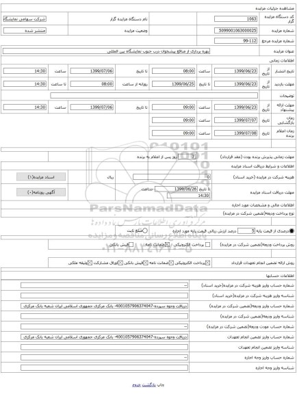 بهره برداری از منافع پیشخوان درب جنوب نمایشگاه بین المللی