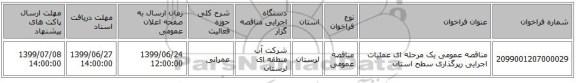 مناقصه عمومی یک مرحله ای عملیات اجرایی رپرگذاری سطح استان
