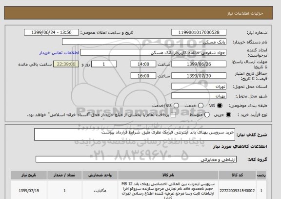 استعلام خرید سرویس پهنای باند اینترنتی فیزیک نظری طبق شرایط قرارداد پیوست