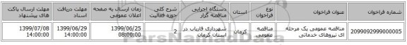 مناقصه عمومی یک مرحله ای نیروهای خدماتی 
