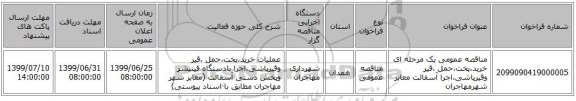 مناقصه عمومی یک مرحله ای خرید،پخت،حمل ،قیر وقیرپاشی،اجرا آسفالت معابر شهرمهاجران