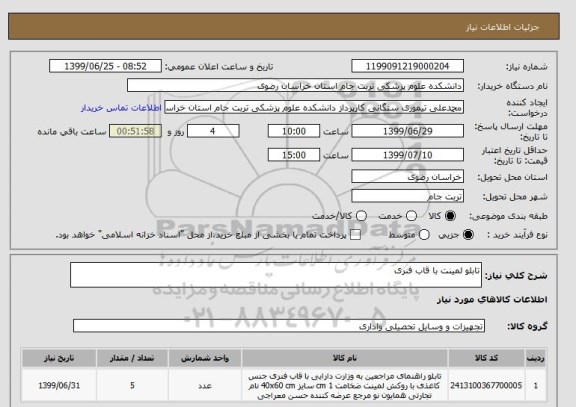 استعلام تابلو لمینت با قاب فنری