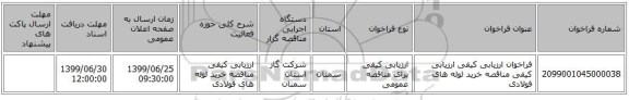 فراخوان ارزیابی کیفی  ارزیابی کیفی مناقصه خرید لوله های فولادی