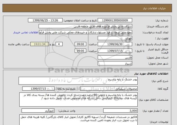 استعلام پودر خشک با پایه پتاسیم