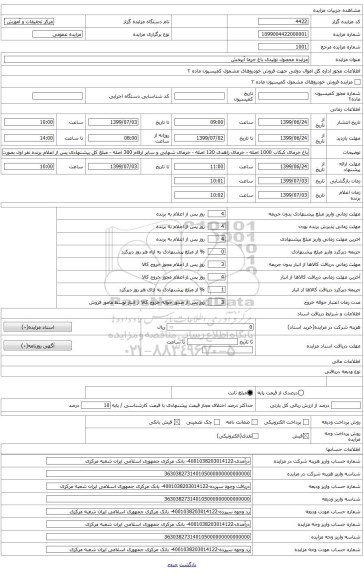 مزایده محصول تولیدی باغ خرما