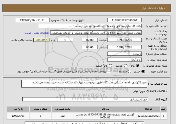 استعلام خرید3گوشی  fanvil مشکی مدل f 52 طبق درخواست .ایران کد مشابه است .خرید نقدی می باشد.