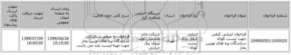 فراخوان ارزیابی کیفی جهت لیست کوتاه سازندگان پره های توربین بخار