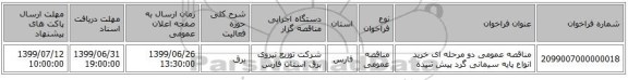 مناقصه عمومی دو مرحله ای خرید انواع پایه سیمانی گرد پیش تنیده