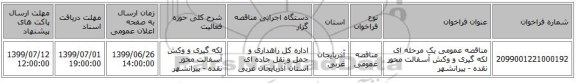 مناقصه عمومی یک مرحله ای لکه گیری و وکش آسفالت محور نقده -  پیرانشهر