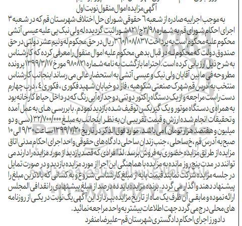 مزایده مزایده یک دستگاه راکتور دو تنی دو جداره -یک دستگاه موتور و یک گیربکس 