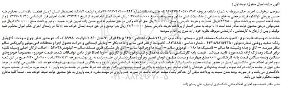 مزایده،مزایده فروش کامیونت مشبک مسقف فلزی 