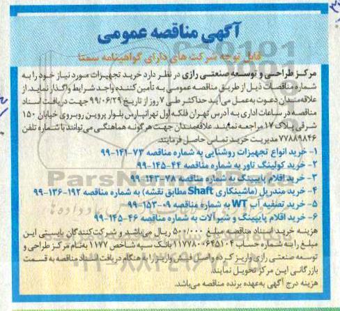 مناقصه,مناقصه خرید انواع تجهیزات روشنایی  ...