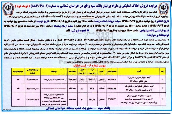 آگهی مزایده مزایده فروش املاک تملیکی و مازاد نوبت دوم