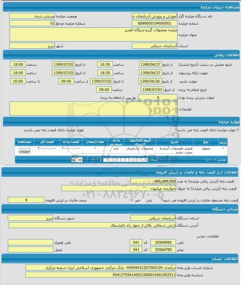 مزایده محصولات گردو اردوگاه الغدیر