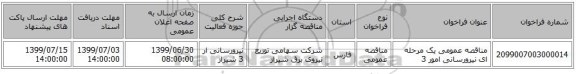 مناقصه عمومی یک مرحله ای نیرورسانی امور 3