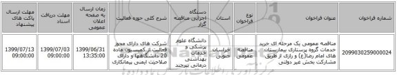 مناقصه عمومی یک مرحله ای خرید خدمات گروه پرستاری بیمارستان های امام رضا(ع) و رازی  از طریق مشارکت بخش غیر دولتی