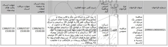 مناقصه عمومی یک مرحله ای عملیات اجرایی تابلو ورودی شهرکهای صنعتی حکیمیه، حیدریه و آراسنج