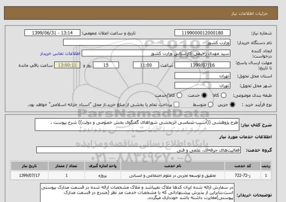 استعلام طرح پژوهشی ((آسیب شناسی اثربخشی شوراهای گفتگوی بخش خصوصی و دولت)) شرح پیوست .