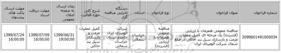 مناقصه عمومی همزمان با ارزیابی (فشرده) یک مرحله ای کمیل عملیات مرمت و بازسازی سیل بند خاکی در ضلع شمال شرکت آلومینای ایران