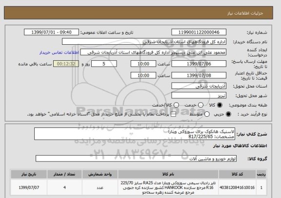 استعلام لاستیک هانکوک برای سوزوکی ویتارا
مشخصات: 225/65/R17