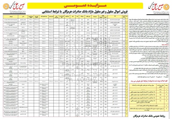 آگهی مزایده،مزایده فروش اموال منقول و غیرمنقول کاربری تجاری و خدماتی 