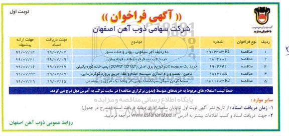فراخوان  قرقره و قلاب فولادسازی