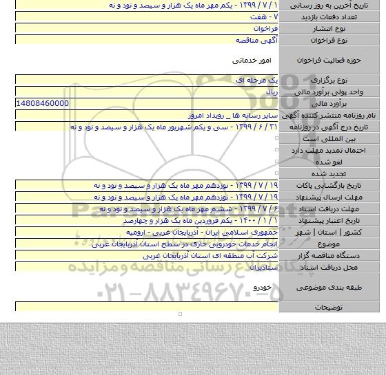 انجام خدمات خودرویی جاری در سطح استان آذربایجان غربی